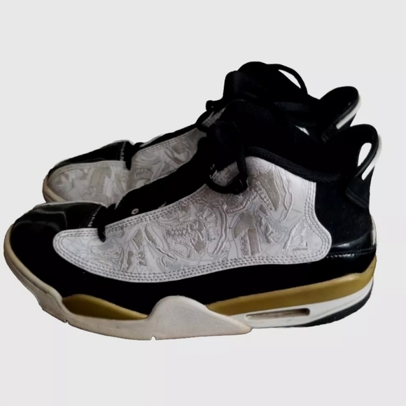 EUC Nike Air Jordan DUB Zero Black/White-Metallic Gold 311047-005 Size 7Y - Picture 2 of 12